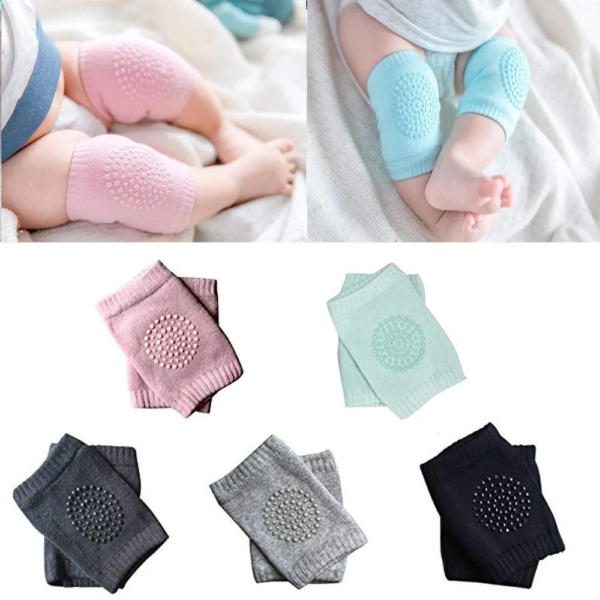 Baby Knee Pad - Pad for Crawling Anti-Slip Pad Stretchable Elastic Cotton Soft Comfortable Cap Elbow Safety Protector Pair (Multicolor) - MAQHUB