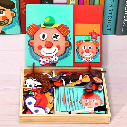 2-in-1 Crazy Clown Magnetic Drawing Board: Magnetic Facial Features Puzzle & Learning Toy for Kids - MAQHUB