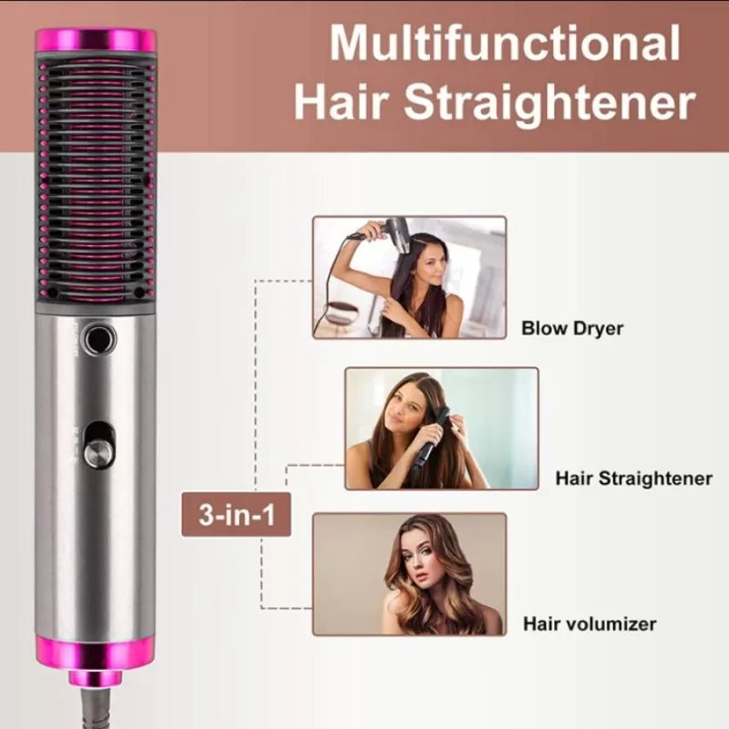 New Hot Air Hair Dryer Brush 3 in 1 Hair Blow Dryer Straightener Volumizer Negative Ion Styler Comb Kit for Wet Dry Hair - MAQHUB