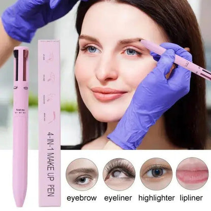 4-in-1 Waterproof Makeup Pen: Eyebrow Pencil, Lip Color Liner, Highlighter, Silkworm Eyeliner - Makeup Tool (random Color) - MAQHUB