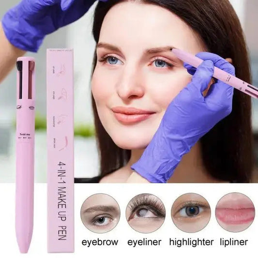 4-in-1 Waterproof Makeup Pen: Eyebrow Pencil, Lip Color Liner, Highlighter, Silkworm Eyeliner - Makeup Tool (random Color) - MAQHUB