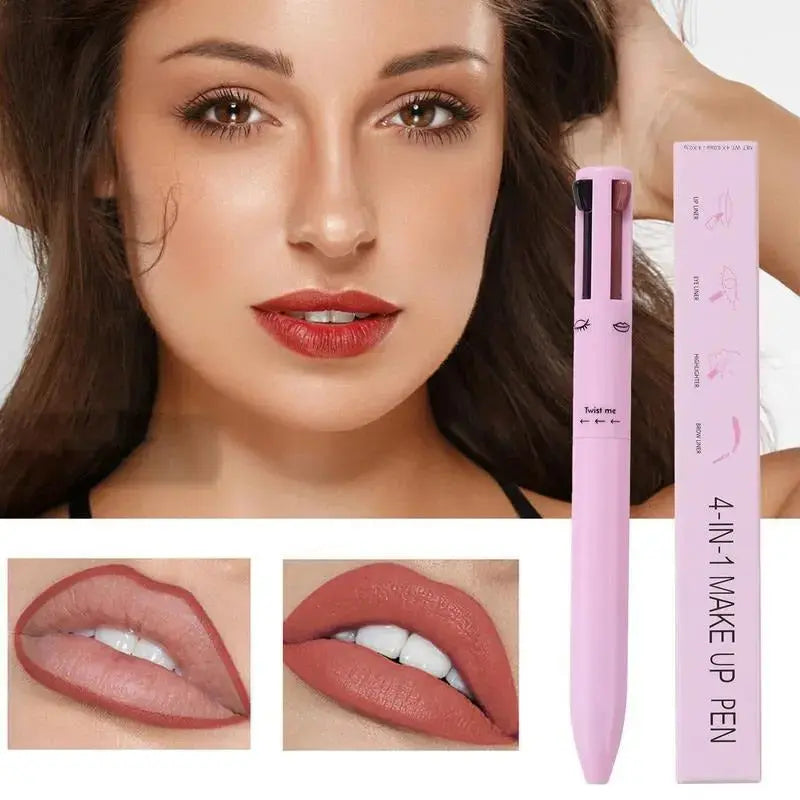 4-in-1 Waterproof Makeup Pen: Eyebrow Pencil, Lip Color Liner, Highlighter, Silkworm Eyeliner - Makeup Tool (random Color) - MAQHUB