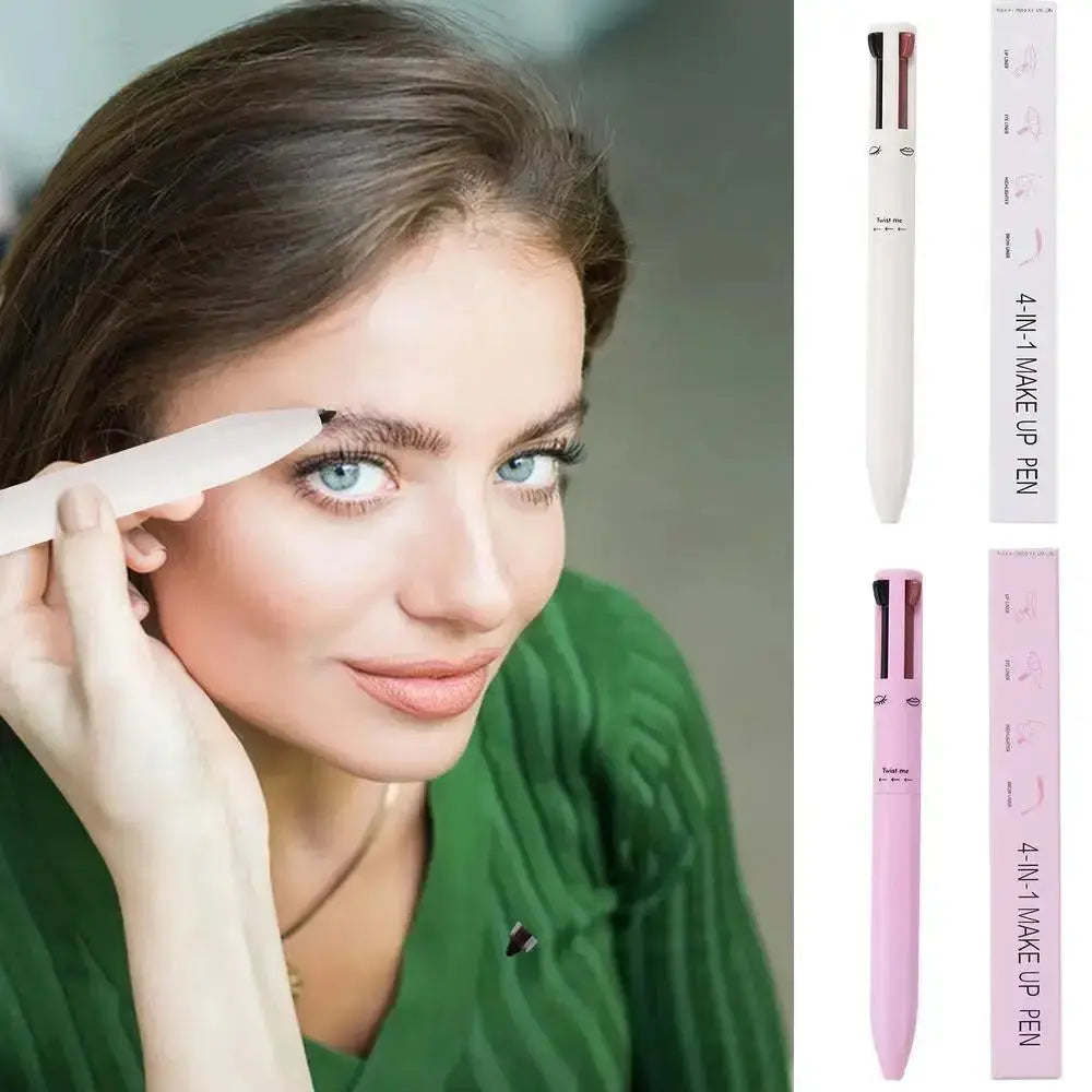 4-in-1 Waterproof Makeup Pen: Eyebrow Pencil, Lip Color Liner, Highlighter, Silkworm Eyeliner - Makeup Tool (random Color) - MAQHUB