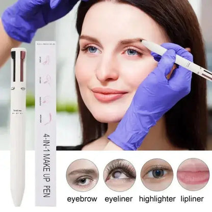 4-in-1 Waterproof Makeup Pen: Eyebrow Pencil, Lip Color Liner, Highlighter, Silkworm Eyeliner - Makeup Tool (random Color) - MAQHUB