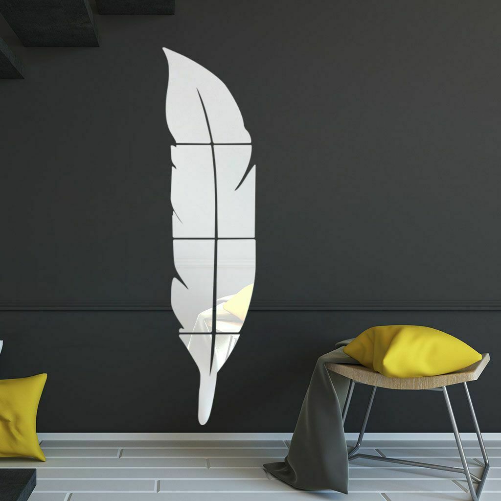 Leaf Shape Wall Mirror, Silver - MAQHUB