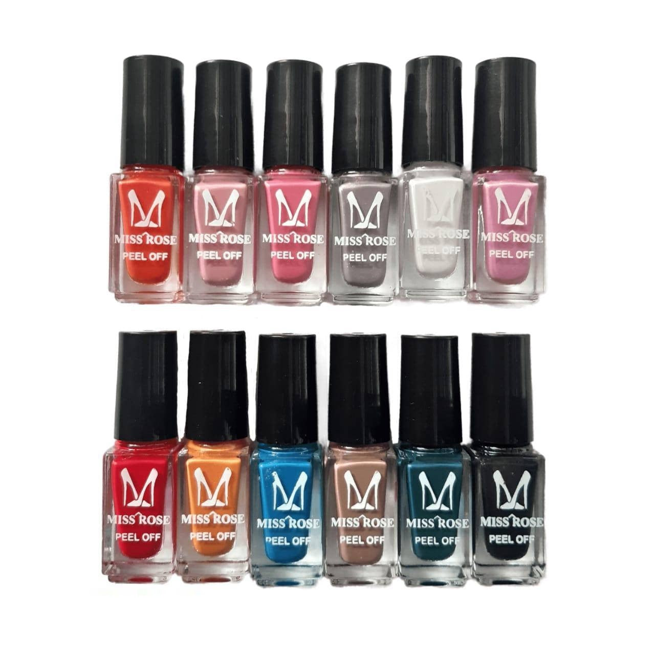 Pack Of 12 Peel Off Nail Paints / Nail Polish - Multicolor - MAQHUB