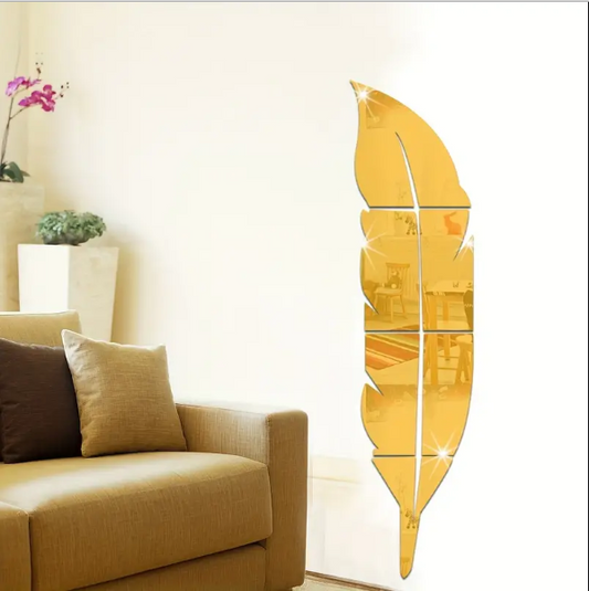 Leaf Shape Wall Mirror, Golden - MAQHUB