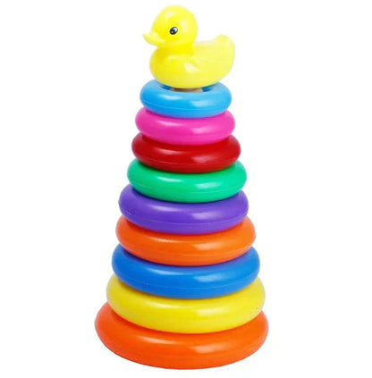 Rainbow Stacking Rings Tower Toy With Duck - MAQHUB