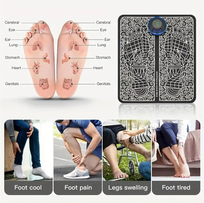 EMS Foot Massager - Mat Electric USB Charging Smart Display Tens Acupuncture Feet Cushion Blood Circulation Pad Health Care Home - MAQHUB