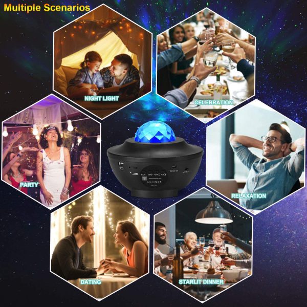 Colorful Galaxy Projector Nightlight with Bluetooth Speaker & USB Music Player – Remote-Controlled, Romantic Star Projection Lamp - MAQHUB