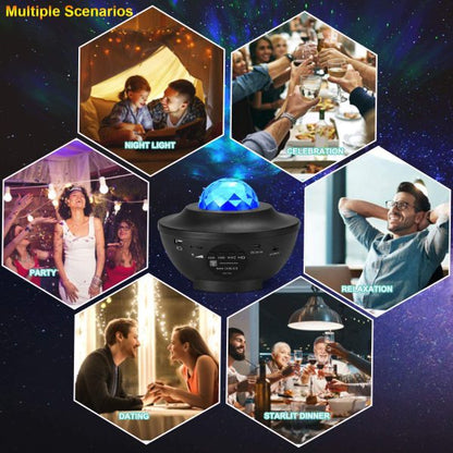 Colorful Galaxy Projector Nightlight with Bluetooth Speaker & USB Music Player – Remote-Controlled, Romantic Star Projection Lamp - MAQHUB