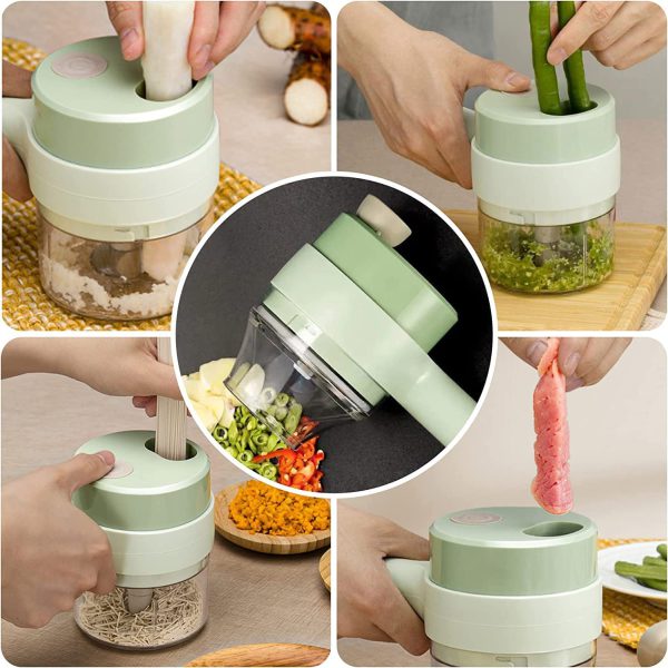 Electric Handheld Hammer Multi function Vegetable Cutter Set Food Chopper Vegetable Fruit Slicer,for Garlic Pepper Chili Onion Celery Ginger Meat - MAQHUB