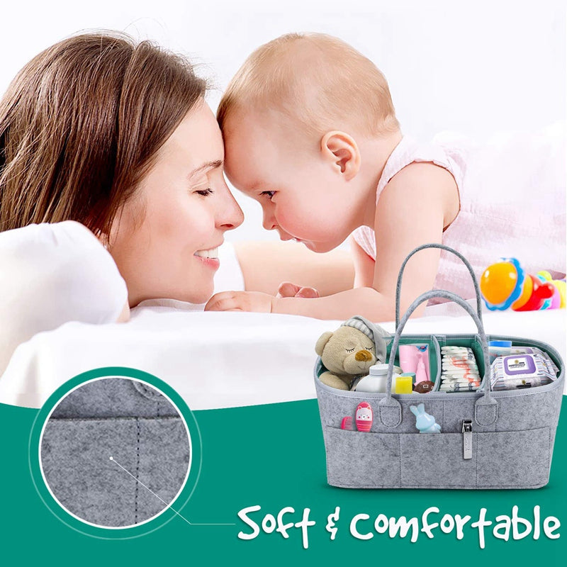 Baby Diaper Caddy Organizer - Portable Storage Basket - Essential Bag for Nursery and Car - Waterproof Liner Is Great for Storing Diapers, Bottles - MAQHUB