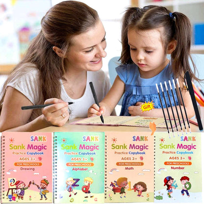 4 Pcs Set Magic Practice Copybook Book For Kids, Calligraphy Letter Drawing Magic Book - MAQHUB