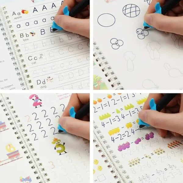 4 Pcs Set Magic Practice Copybook Book For Kids, Calligraphy Letter Drawing Magic Book - MAQHUB