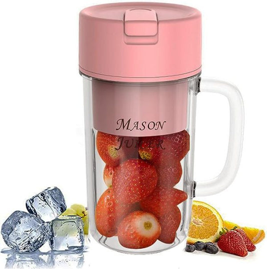 Mason Mini Juicer Blender: Portable with Straw Cup. Ideal for Outdoor Juicing. Cordless for Home Use (Multicolor) - MAQHUB