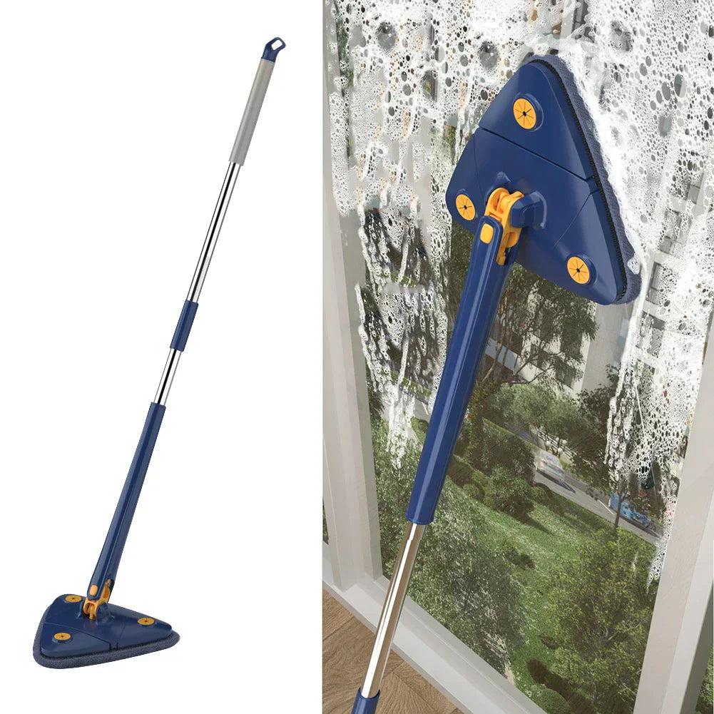 NEW Extended Triangle Mop 360 Twist Squeeze Wringing X-Type Window Glass Toilet Bathroom Floor Household Cleaning Ceiling Dusting - MAQHUB