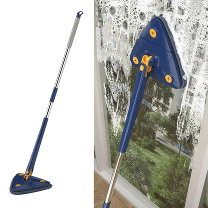 NEW Extended Triangle Mop 360 Twist Squeeze Wringing X-Type Window Glass Toilet Bathroom Floor Household Cleaning Ceiling Dusting - MAQHUB