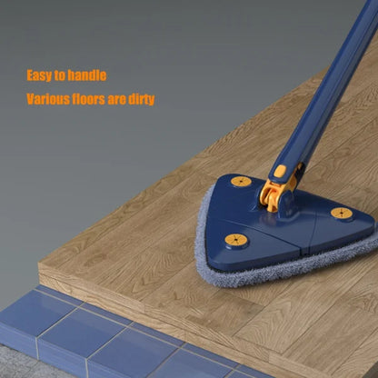 NEW Extended Triangle Mop 360 Twist Squeeze Wringing X-Type Window Glass Toilet Bathroom Floor Household Cleaning Ceiling Dusting - MAQHUB