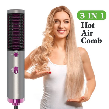 New Hot Air Hair Dryer Brush 3 in 1 Hair Blow Dryer Straightener Volumizer Negative Ion Styler Comb Kit for Wet Dry Hair - MAQHUB