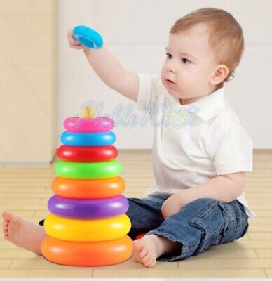 Rainbow Stacking Rings Tower Toy With Duck - MAQHUB