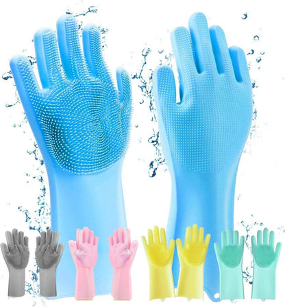 Rubber Gloves Gardening Washing Msrp Kitchen Multifunction Magic For Dishes Cleaning Scrubber Clean Household Tools Glove(Random Color) - MAQHUB