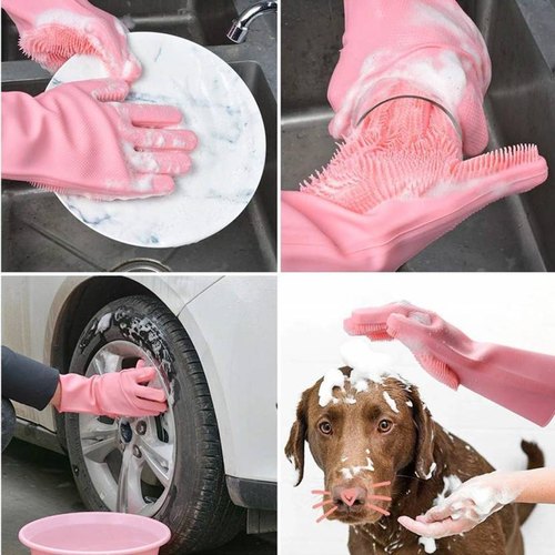 Rubber Gloves Gardening Washing Msrp Kitchen Multifunction Magic For Dishes Cleaning Scrubber Clean Household Tools Glove(Random Color) - MAQHUB