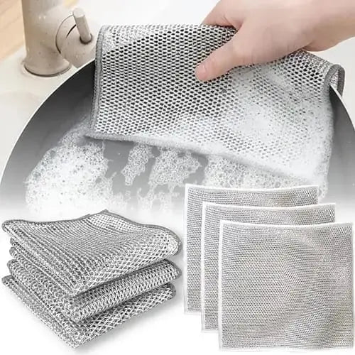 Set of 4 Metal Wire Dish Cleaning Cloths - MAQHUB