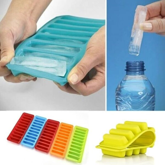 Stick-Shaped Ice Tray: 10 Grids, Non-Stick Silicone. Finger-Shaped Cylinder Ice Cube Mold: 10 Holes - MAQHUB