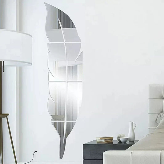 Leaf Shape Wall Mirror, Silver - MAQHUB