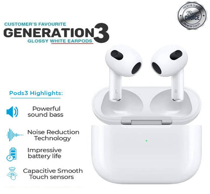 3rd Generation Airpods, White - MAQHUB