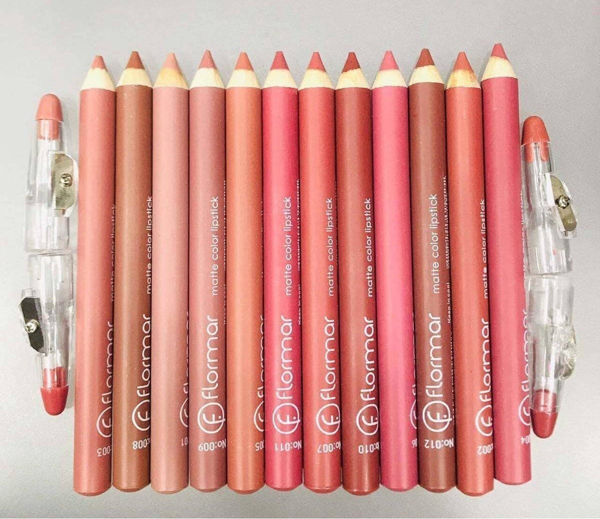 12 Pcs Flormar Matte NUDE SHADES High Quality Lip Pencils - MAQHUB