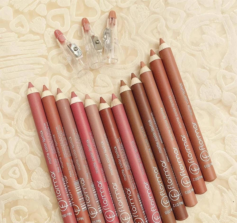 12 Pcs Flormar Matte NUDE SHADES High Quality Lip Pencils - MAQHUB