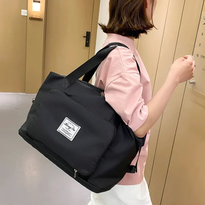Women Travel Foldable Shoulder Bag Patchwork Tote Bag - Casual Large Capacity Fashion Handbag (Multicolor) - MAQHUB