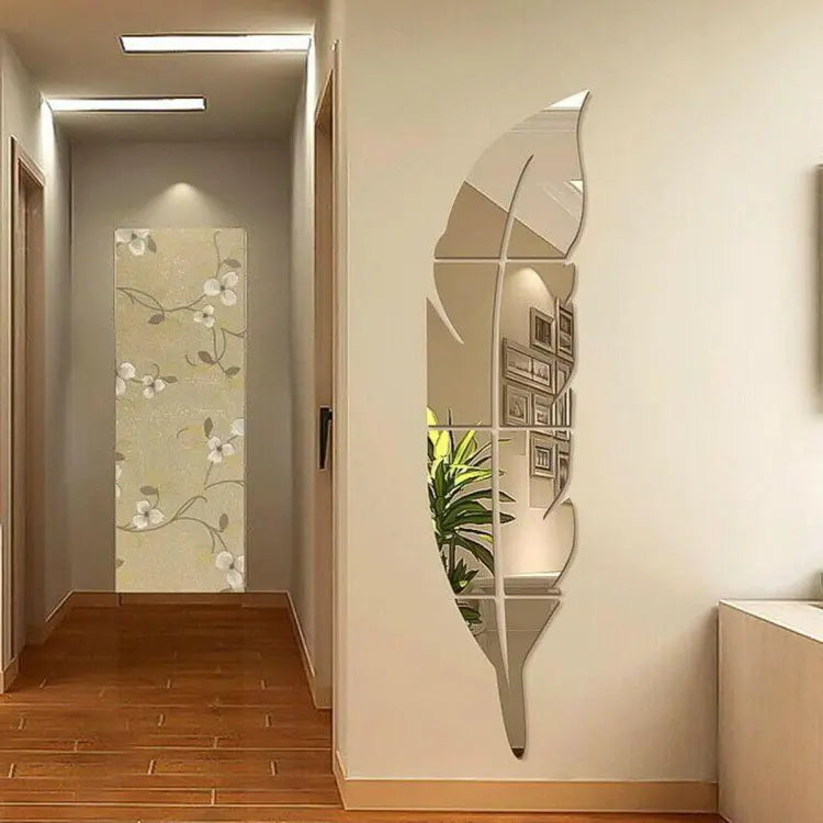 Leaf Shape Wall Mirror, Silver - MAQHUB