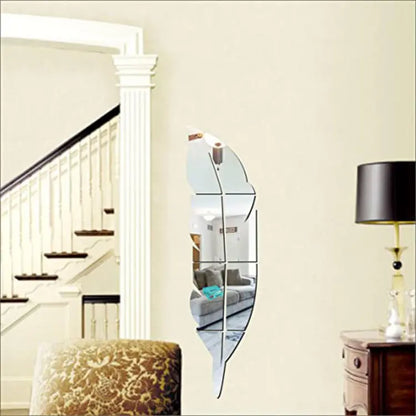 Leaf Shape Wall Mirror, Silver - MAQHUB