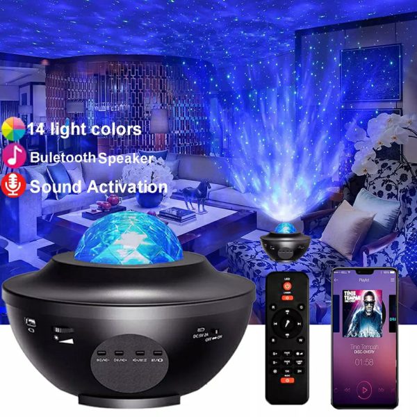 Colorful Galaxy Projector Nightlight with Bluetooth Speaker & USB Music Player – Remote-Controlled, Romantic Star Projection Lamp - MAQHUB