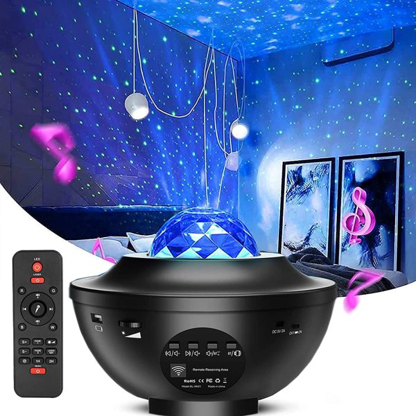 Colorful Galaxy Projector Nightlight with Bluetooth Speaker & USB Music Player – Remote-Controlled, Romantic Star Projection Lamp - MAQHUB