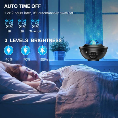 Colorful Galaxy Projector Nightlight with Bluetooth Speaker & USB Music Player – Remote-Controlled, Romantic Star Projection Lamp - MAQHUB