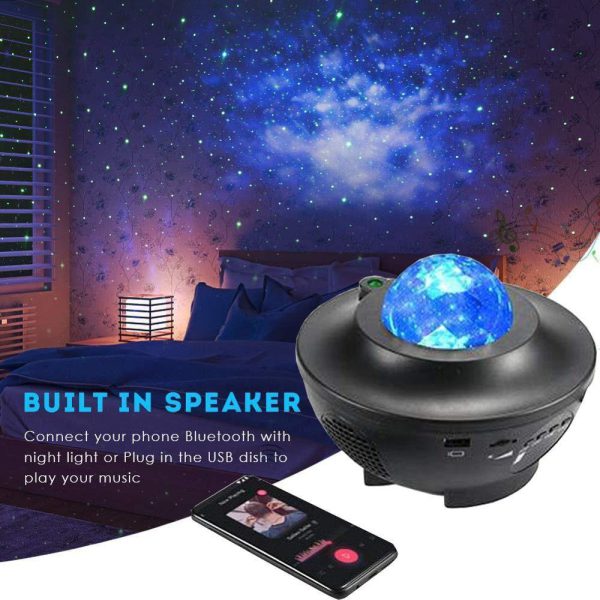 Colorful Galaxy Projector Nightlight with Bluetooth Speaker & USB Music Player – Remote-Controlled, Romantic Star Projection Lamp - MAQHUB