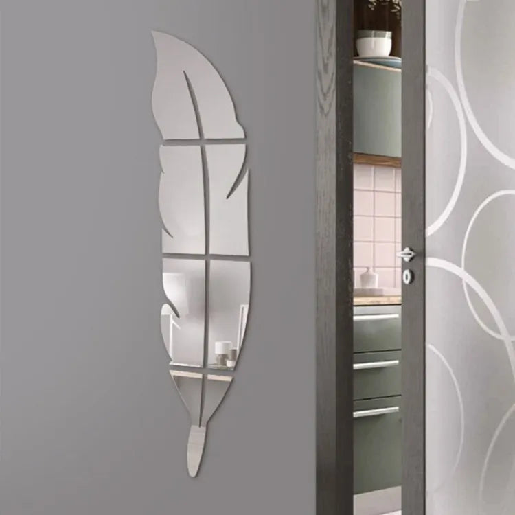 Leaf Shape Wall Mirror, Silver - MAQHUB