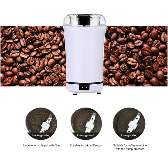 Mini Electric Coffee Grinder Powerful Cafe Grass Nuts Herbs Grains Pepper Tobacco Spice Flour Mill Coffee Beans Grinder Machine - MAQHUB