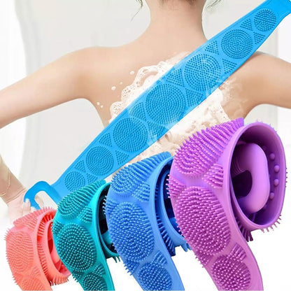 Silicone Body Scrubber - Back Massage Exfoliating Sponge Bathroom Bath Brush Scrub Shower Body Wash Scrubbers Removal Bath Belt - MAQHUB