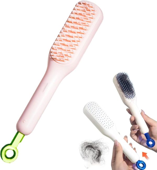 Self-Cleaning Hair Brush with Telescopic Comb – One-Click Maintenance, Assorted Colors - MAQHUB