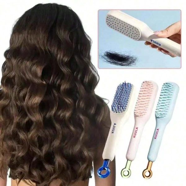 Self-Cleaning Hair Brush with Telescopic Comb – One-Click Maintenance, Assorted Colors - MAQHUB