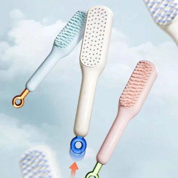 Self-Cleaning Hair Brush with Telescopic Comb – One-Click Maintenance, Assorted Colors - MAQHUB